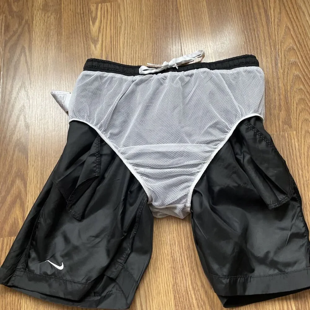Vintage 90s Nike Spell Out Mesh Lined Swim Shorts Trainers Size L
